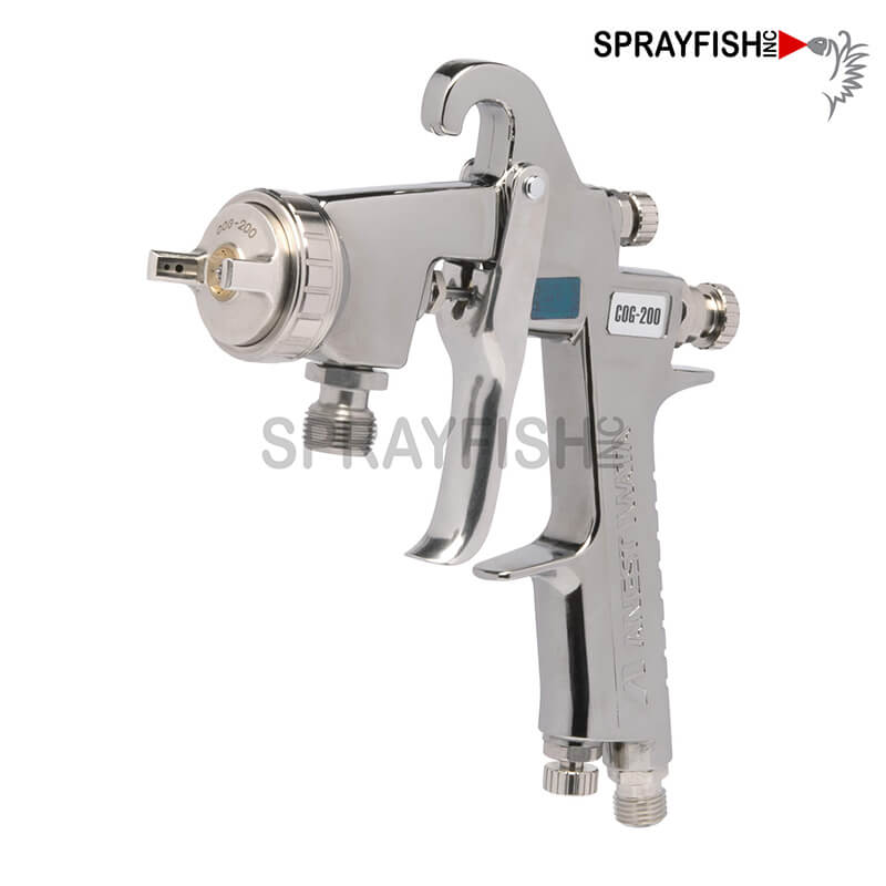 Anest Iwata COG-200 Adhesive Pressure Feed Spray Gun is ideal for a large even pattern of adhesive
